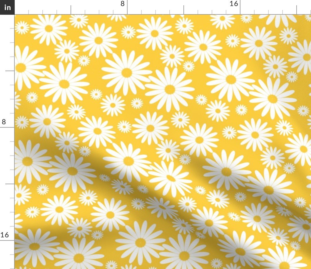 Jumbo Daisies in Goldenrod and White Fabric Jumbo Daisies in Goldenrod and White Fabric