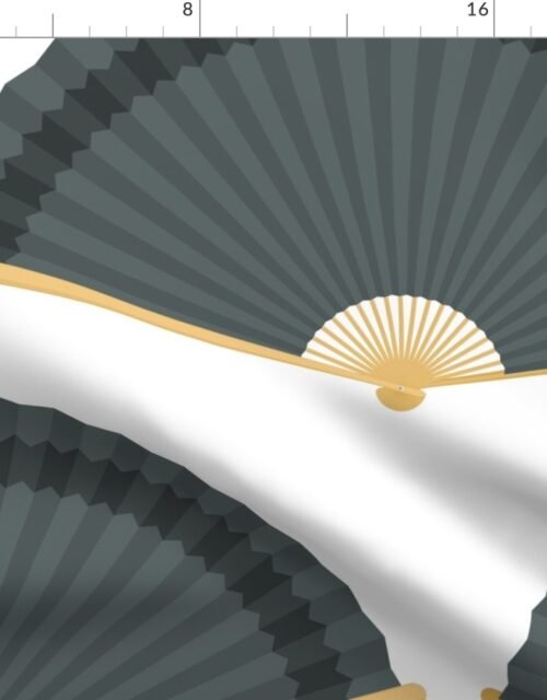 Jumbo Grey Fans Splayed on  White Fabric