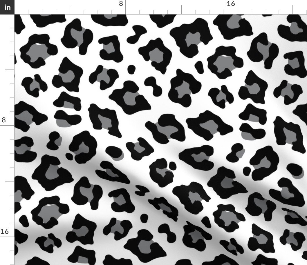Jumbo Leopard Spots Animal Repeat Pattern Print in Grey and Black Fabric Jumbo Leopard Spots Animal Repeat Pattern Print in Grey and Black Fabric