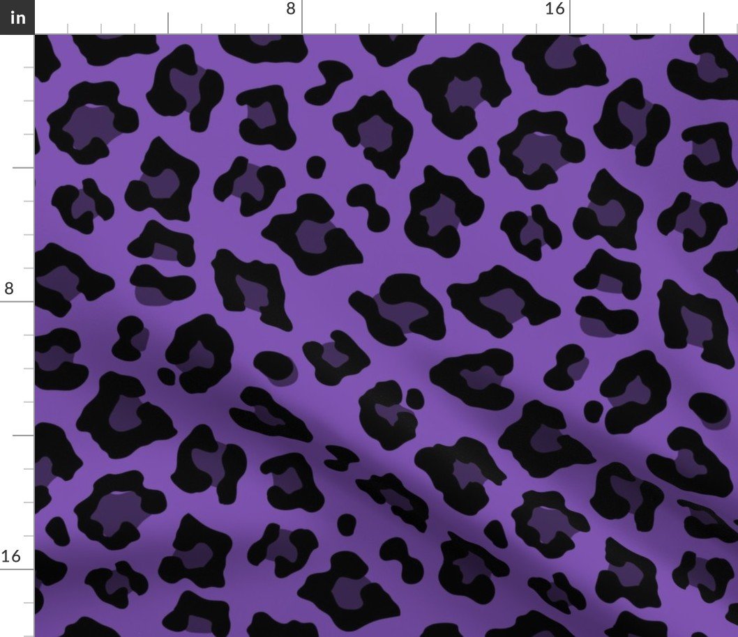 Jumbo Leopard Spots Animal Repeat Pattern Print in Purple and Black Fabric