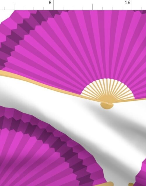 Jumbo Magenta Splayed Fans on White Fabric