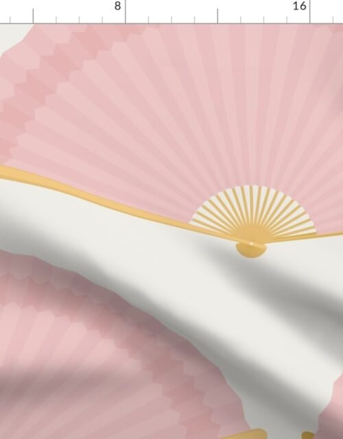 Jumbo Pastel Pink Splayed Fans on Cream Fabric