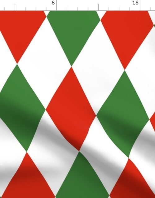 Jumbo Red Green Christmas Harlequin Diamond Check Fabric