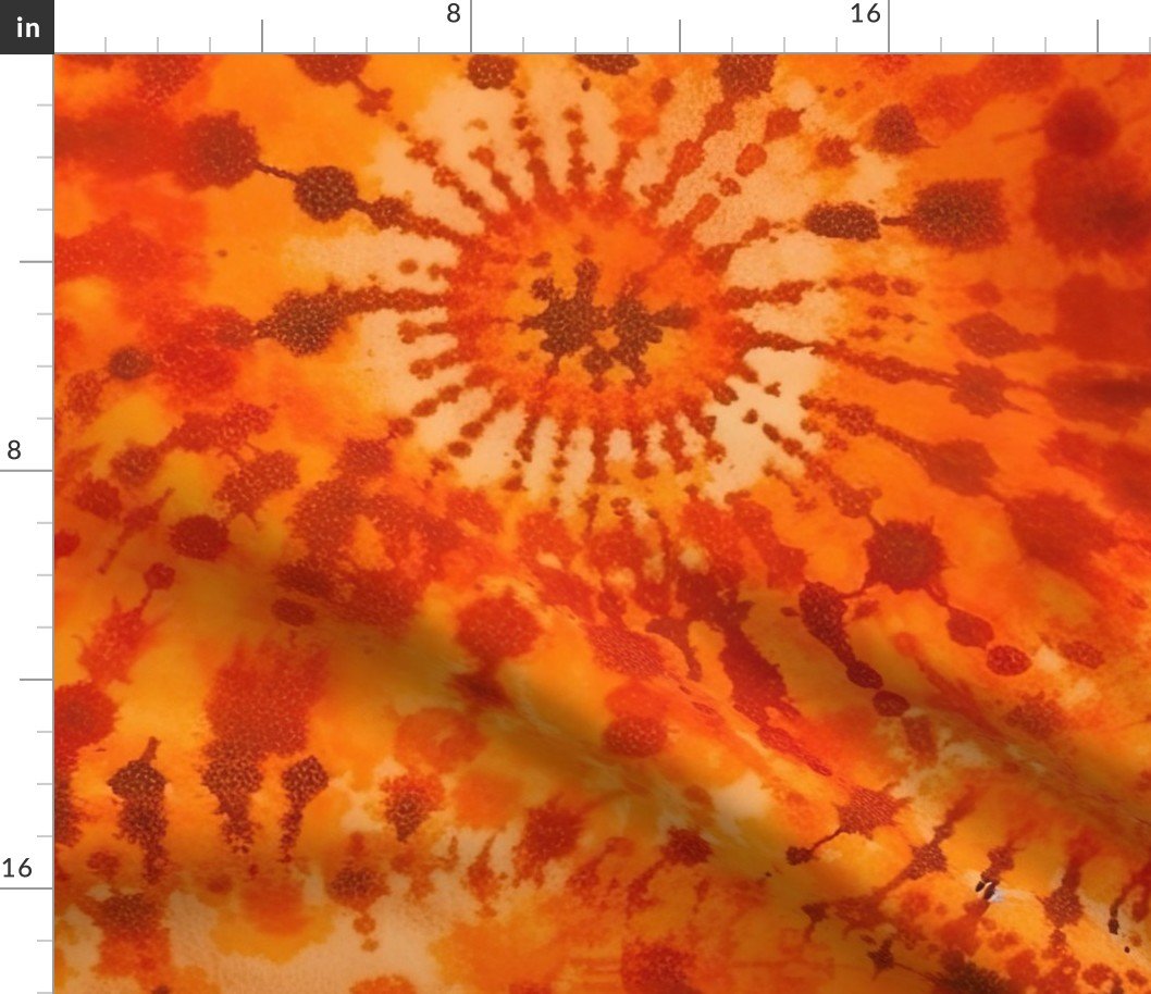 Jumbo Tie Dye Reddish Orange Circling Swirls Fabric Jumbo Tie Dye Reddish Orange Circling Swirls Fabric