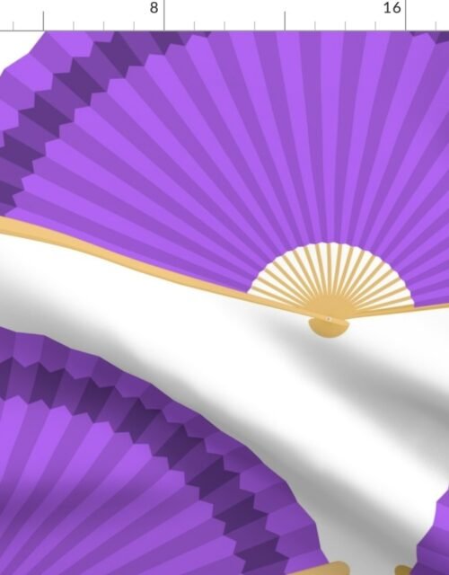 Jumbo Violet Splayed Fans on White Fabric