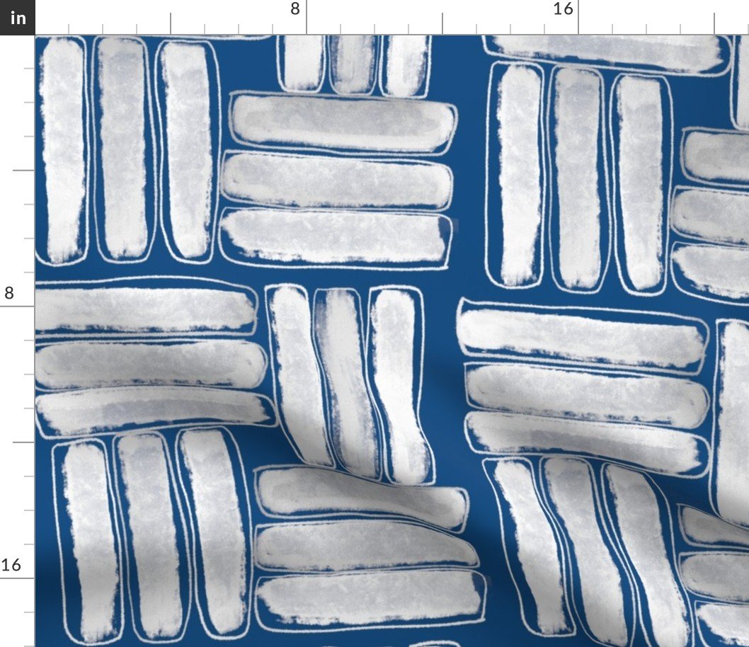 Kapa Classic Blue and White Sticks Fabric Kapa Classic Blue and White Sticks Fabric