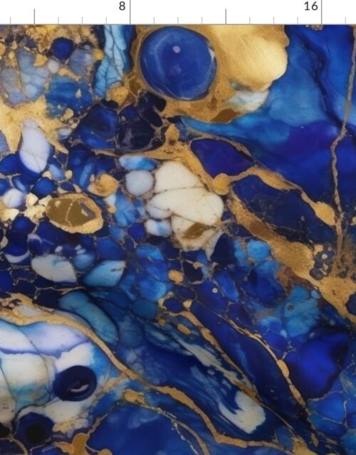 Lapis Lazuli and Gold Alcohol Ink 1 Fabric
