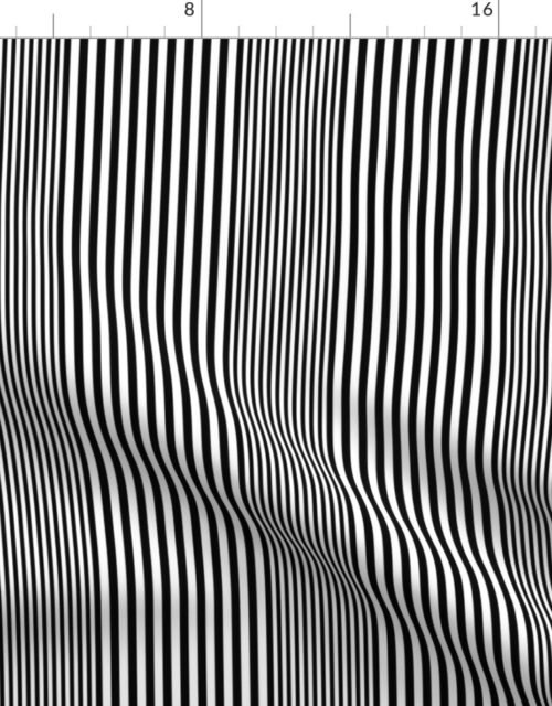 Large Black and White French Chateau Art Deco Ticking Stripe Fabric