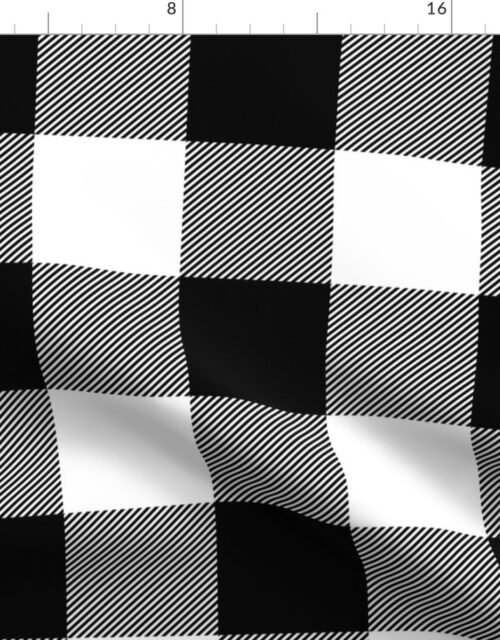 Large Black and White Rustic Cowboy Cabin Buffalo Check Plaid 4 inch Fabric