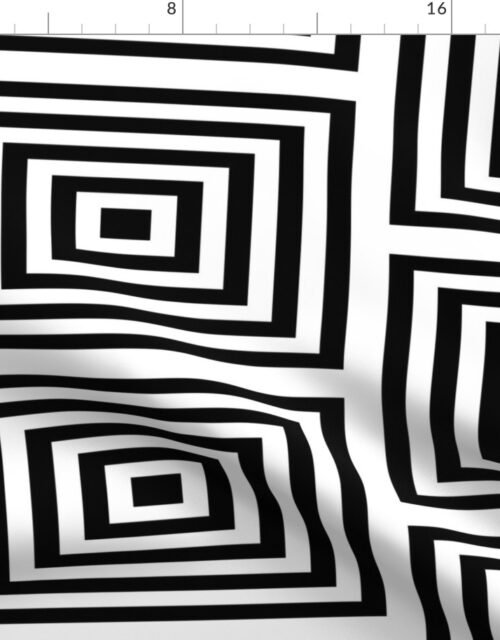 Large Black on White Optico Rectangular Lines Fabric