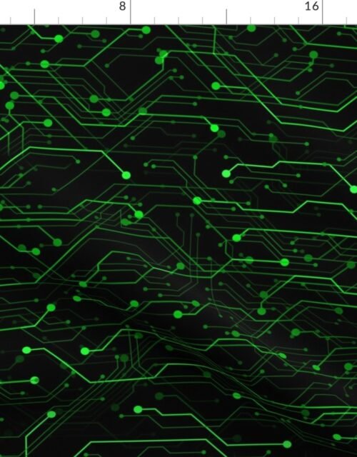 Large Bright Green Neon Computer Motherboard Circuitry Fabric