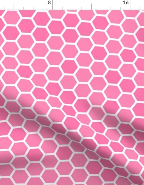 Large Bright Pink Honeycomb Bee Hive Geometric Hexagonal Design Fabric