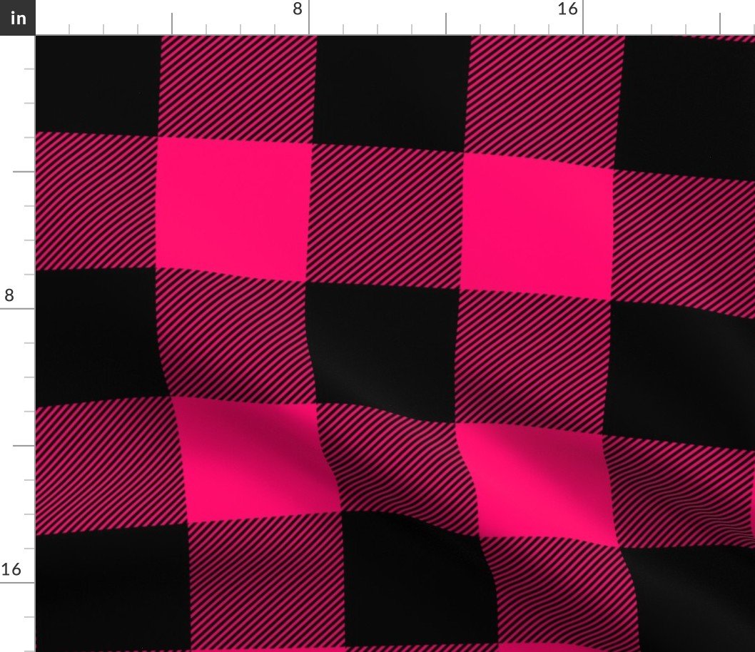 Large Bright Pink Rustic Cowboy Cabin Buffalo Check Plaid 4 inch Fabric Large Bright Pink Rustic Cowboy Cabin Buffalo Check Plaid 4 inch Fabric