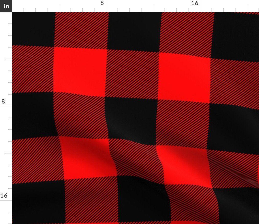 Large Bright Red Rustic Cowboy Cabin Buffalo Check Plaid 4 inch Fabric Large Bright Red Rustic Cowboy Cabin Buffalo Check Plaid 4 inch Fabric