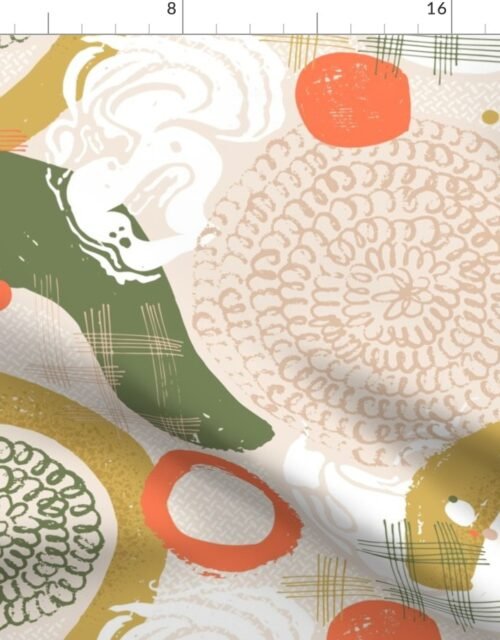 Large Cream Blossom Abstract Seamless Repeat Pattern Fabric