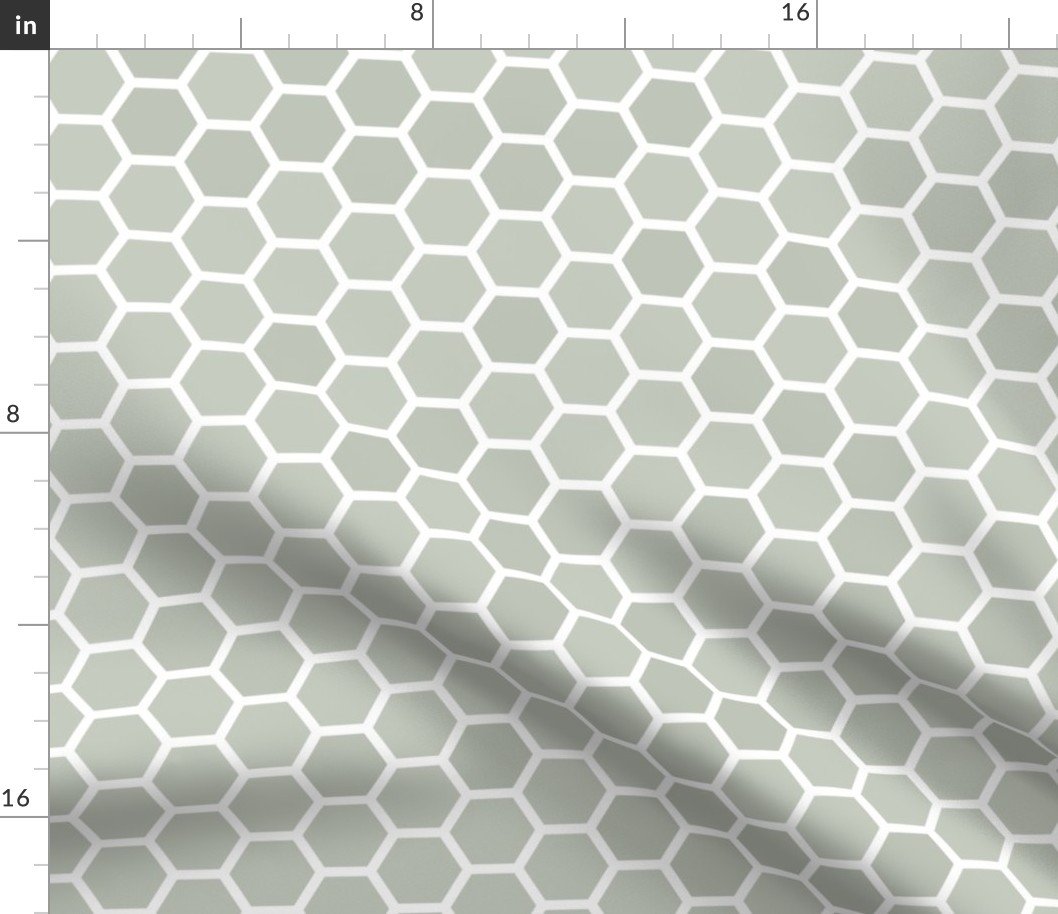 Large Desert Sage Grey Green Honeycomb Bee Hive Geometric Hexagonal Design Fabric Large Desert Sage Grey Green Honeycomb Bee Hive Geometric Hexagonal Design Fabric