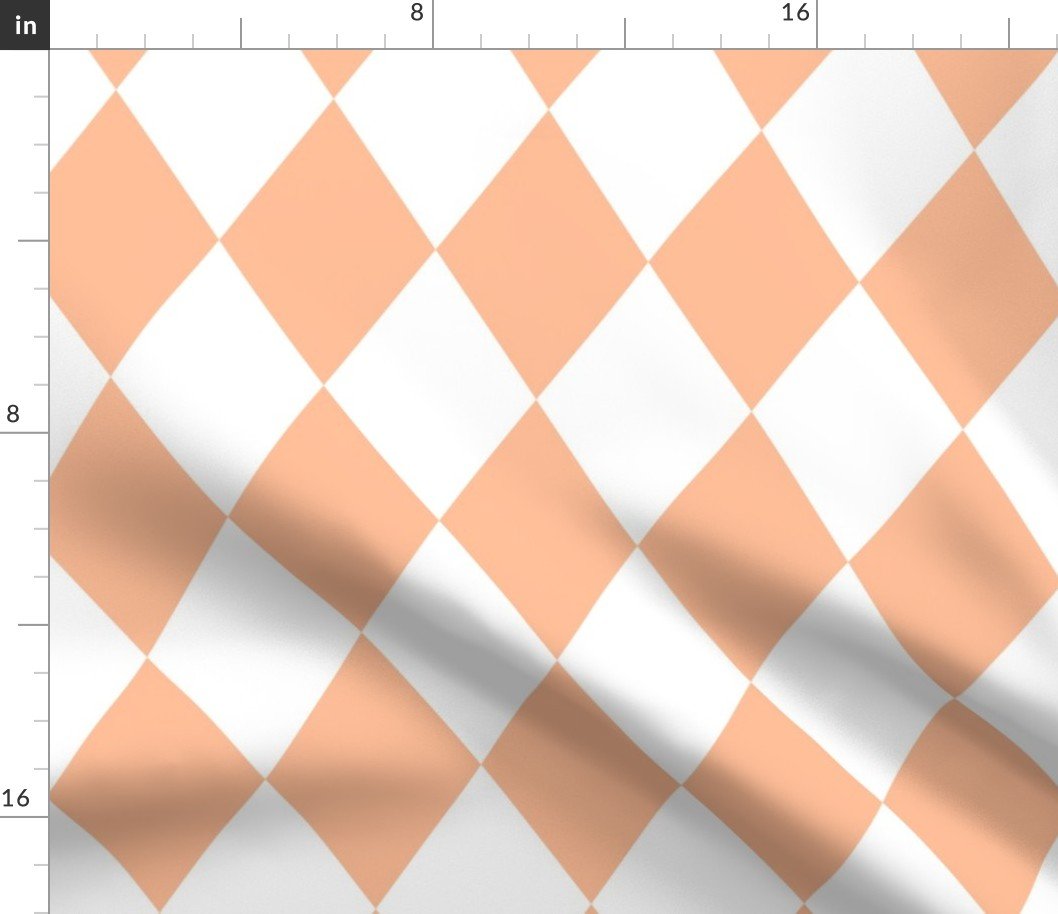 Large Diamond Checks in Peach Fuzz Color of the Year 2024 and White Fabric Large Diamond Checks in Peach Fuzz Color of the Year 2024 and White Fabric