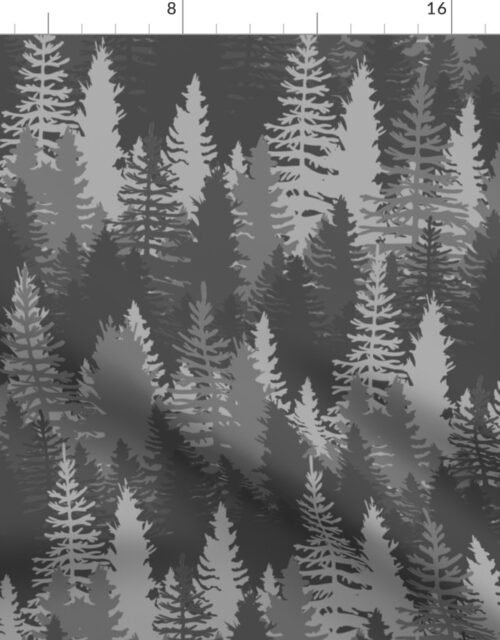 Large Endless Evergreen Forest with Fir Trees in Shades of Orange Fabric