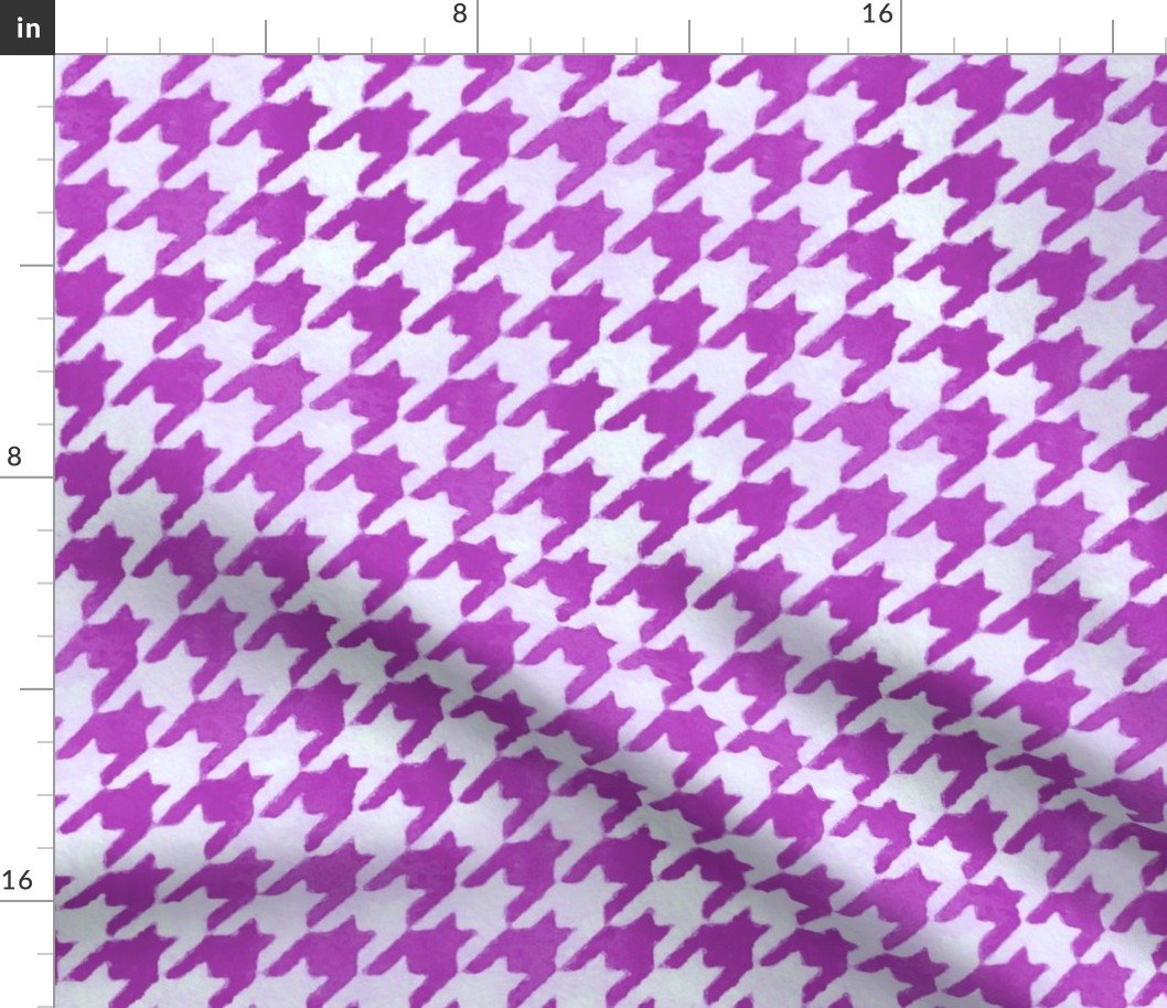 Large Magenta Purple and White Handpainted Houndstooth Check Watercolor Pattern Fabric Large Magenta Purple and White Handpainted Houndstooth Check Watercolor Pattern Fabric