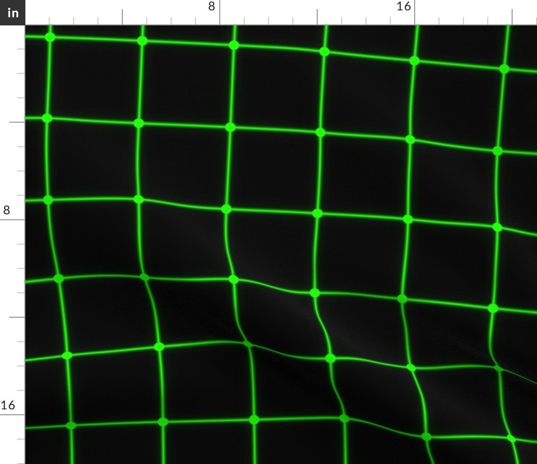 Large Matrix Optical Illusion Grid in Black and Neon Green Fabric