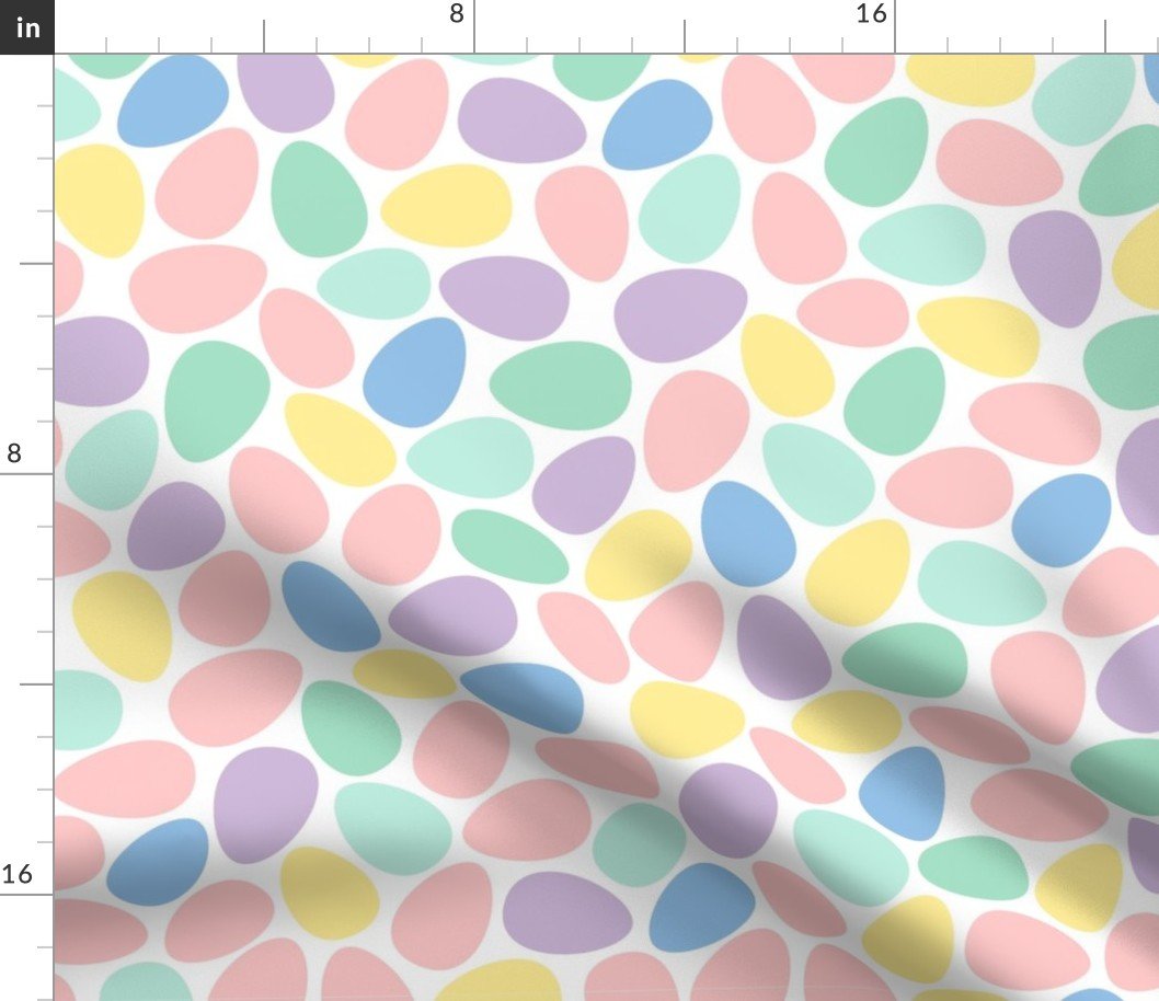 Large Multi Colored Pastel Easter Eggs Fabric