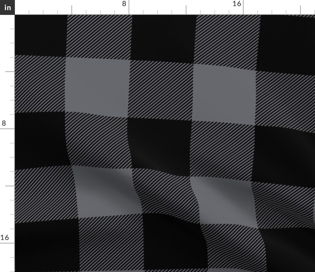 Large Quiet Shade Grey Rustic Cowboy Cabin Buffalo Check Plaid 4 inch Fabric
