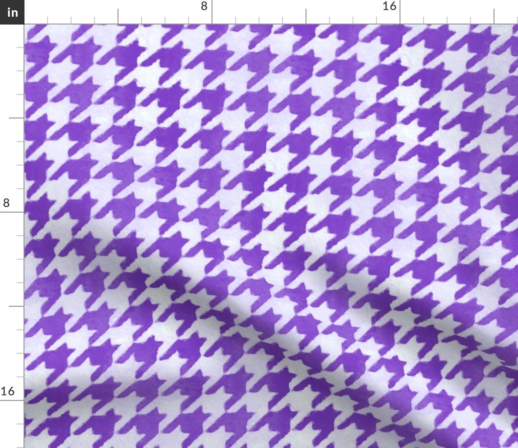 Large Royal Purple and White Handpainted Houndstooth Check Watercolor Pattern Fabric Large Royal Purple and White Handpainted Houndstooth Check Watercolor Pattern Fabric