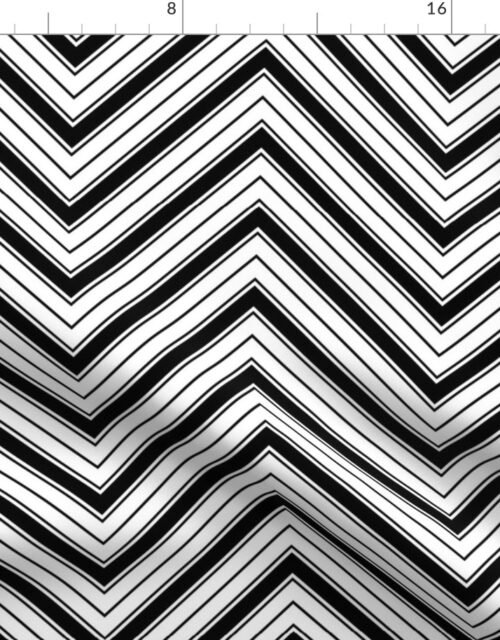 Large White and Black French Chevron Stripe Pattern Fabric