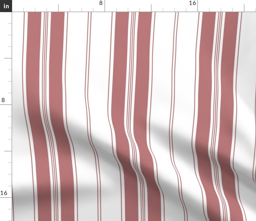 Lava Falls Red and White Vintage American Country Cabin Ticking Stripe Fabric Lava Falls Red and White Vintage American Country Cabin Ticking Stripe Fabric