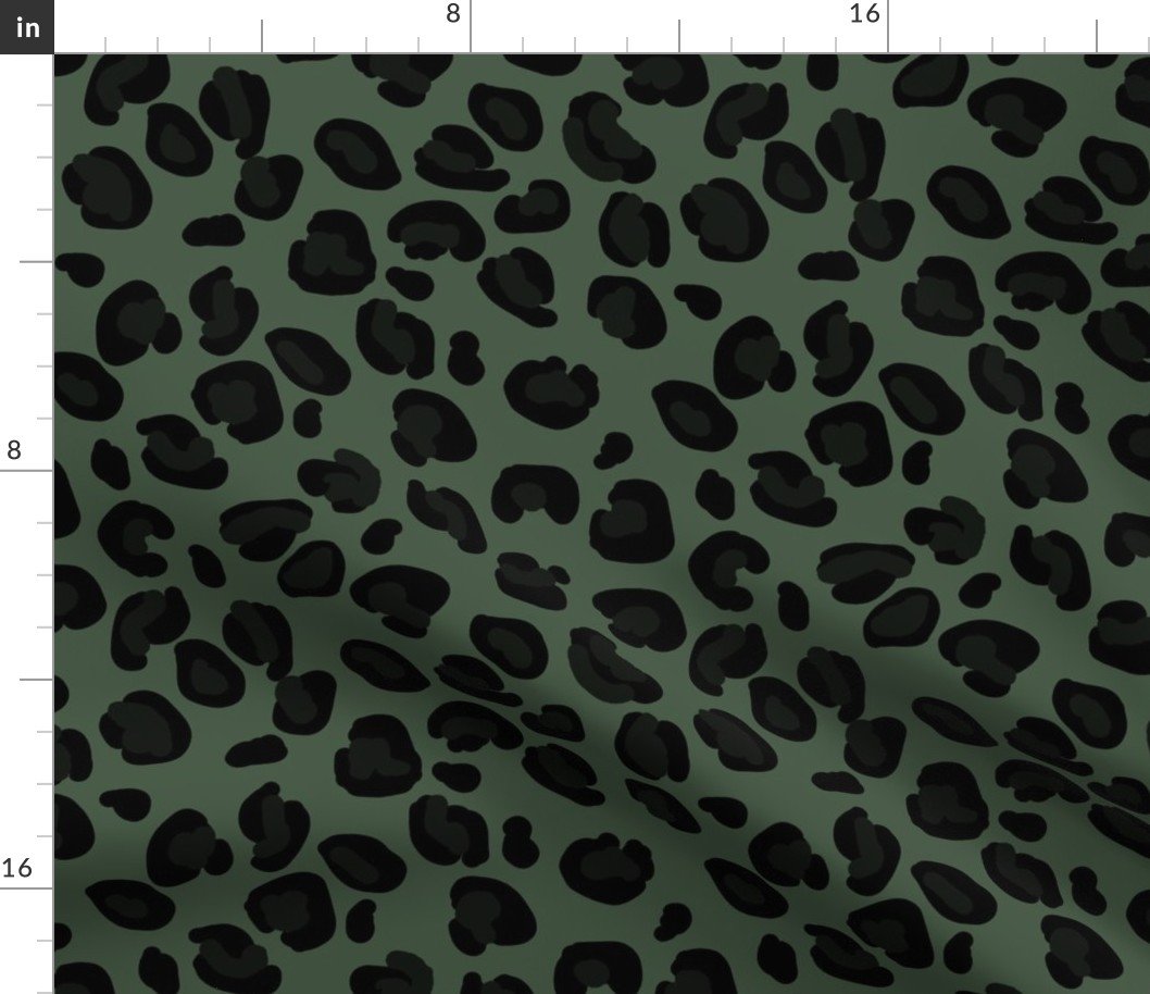 Leopard Boot Green Spots on Army Green Fabric Leopard Boot Green Spots on Army Green Fabric