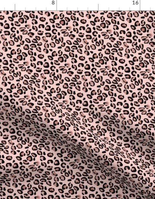 Leopard Rose Gold Foil Spots on Pink Fabric