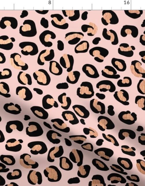 Leopard Rose Gold Shiny Spots on Pink Fabric