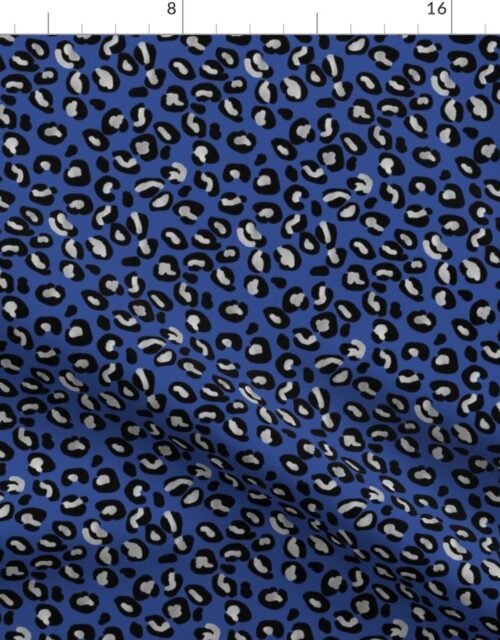 Leopard Spots in Silver and Blue Fabric