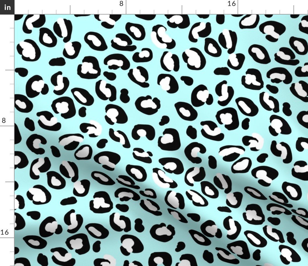 Leopard White Spots on Mint Fabric Leopard White Spots on Mint Fabric