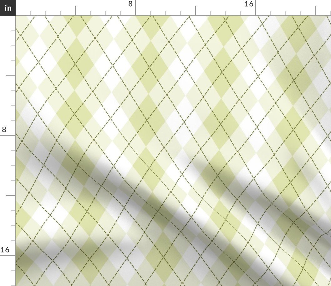 Light Olive Argyle Diamond Check Fabric Light Olive Argyle Diamond Check Fabric