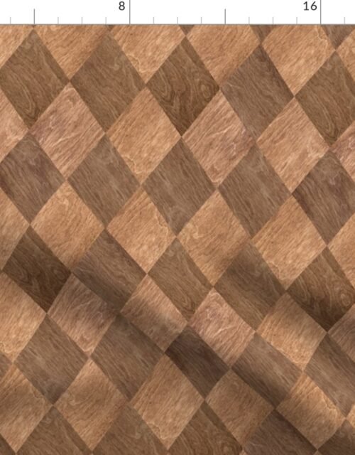 Light and Dark Wood Harlequin Diamond Check Marquetry Fabric