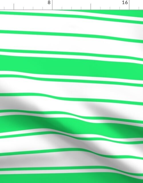 Lime Green Mojito and White Horizontal French Stripe Fabric