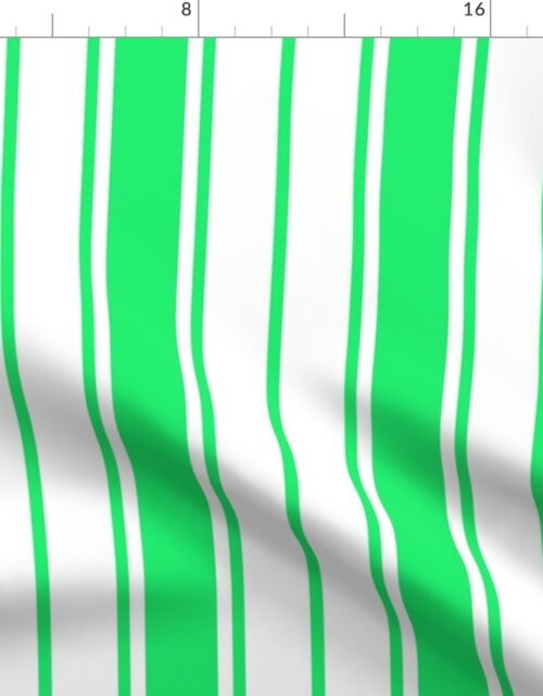 Lime Green Mojito and White Vertical French Stripe Fabric