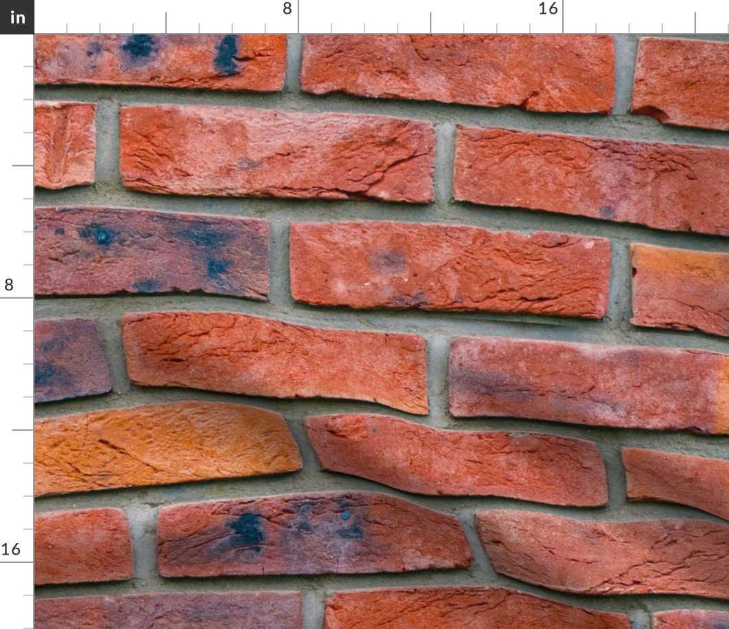 London Brick Red Wall in Realistic Photo-Effect Life Size Fabric