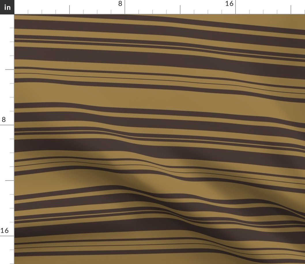 Louis Brown and Tan Dog Coordinate Horizontal Stripes Print Fabric