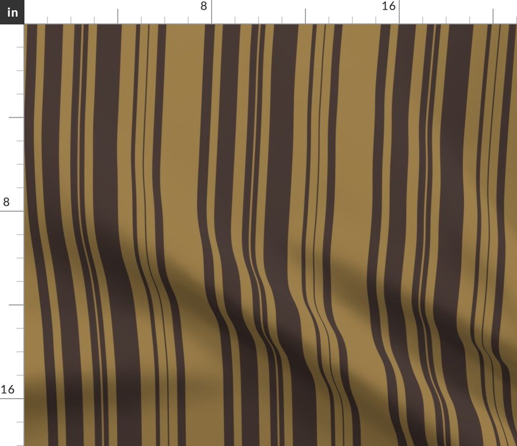 Louis Brown and Tan Dog Coordinate Vertical Stripes Print Fabric