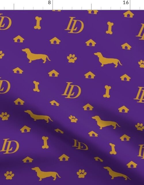 Louis Luxury Monogram Mini Dachsunds on WKC Purple and Gold Fabric
