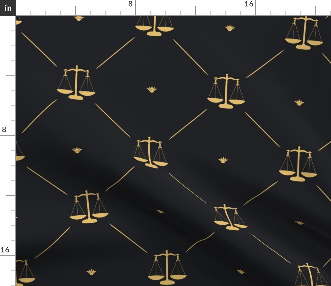 Lux Faux Gold Scales Of Justice in Cross-Hatch Diamonds on Repeat Fabric Lux Faux Gold Scales Of Justice in Cross-Hatch Diamonds on Repeat Fabric