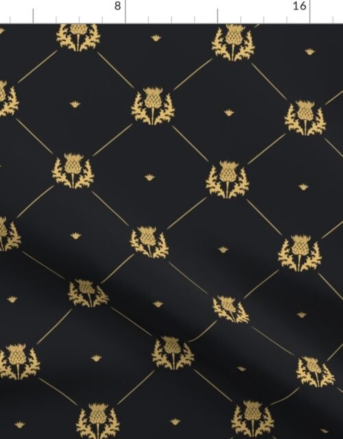 Lux Faux Gold Scotland's Royal Thistle in Cross-Hatch Diamonds on Repeat Fabric