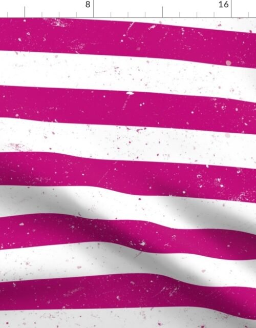 Magenta and White Splattered Paint Horizontal Cabana Tent Stripe Fabric
