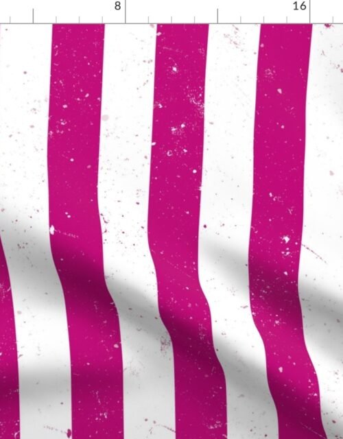 Magenta and White Splattered Paint Vertical Cabana Tent Stripe Fabric