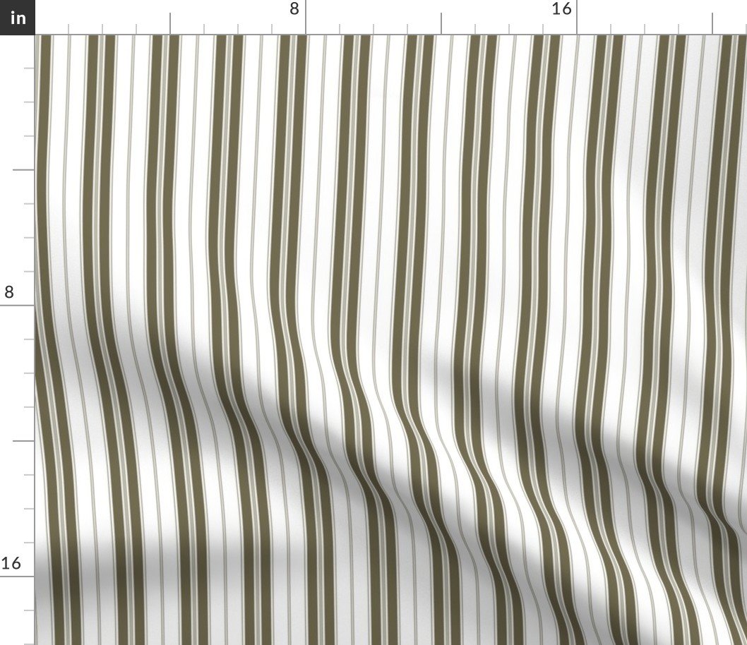 Martini Olive and White Autumn Winter 2022 2023 Color Trend Mattress Ticking Fabric