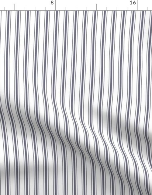 Mattress Ticking Smaller Striped Vertical Pattern in Midnight Blue and White Fabric