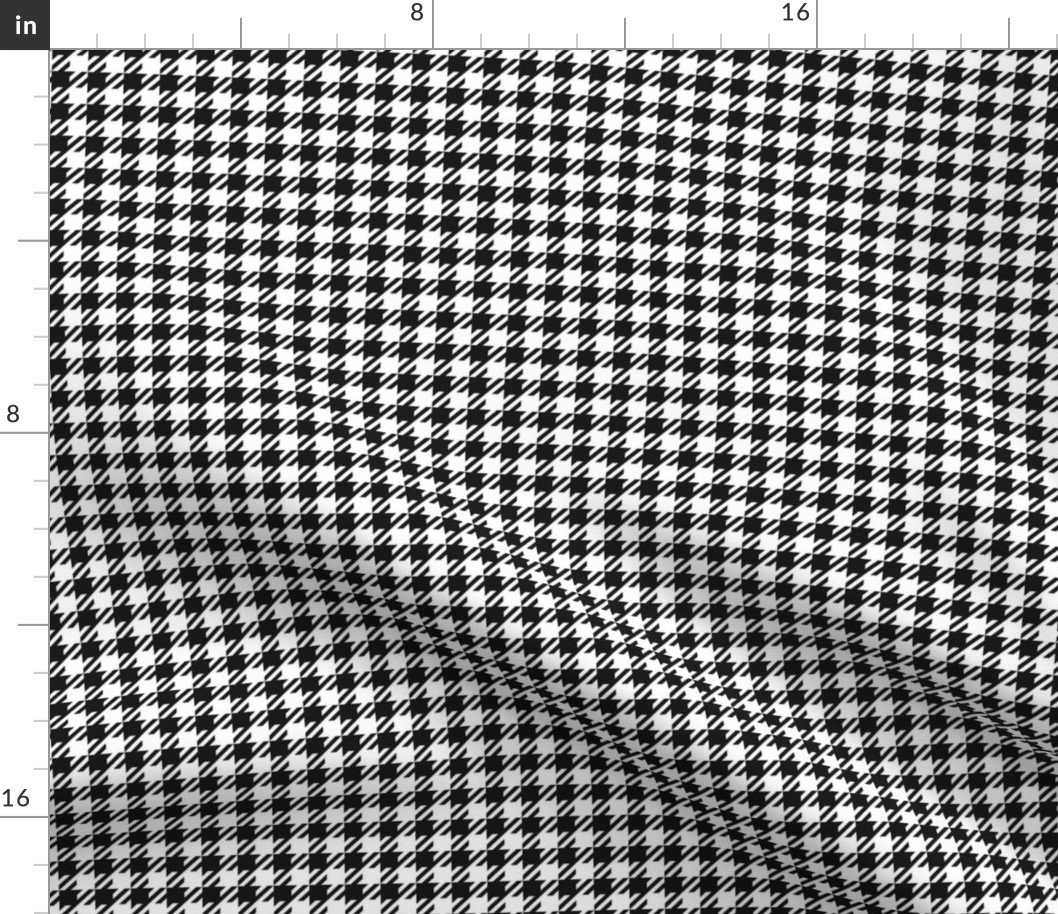 Medium Black and White Geometric Houndstooth Gingham Repeat Fabric Medium Black and White Geometric Houndstooth Gingham Repeat Fabric