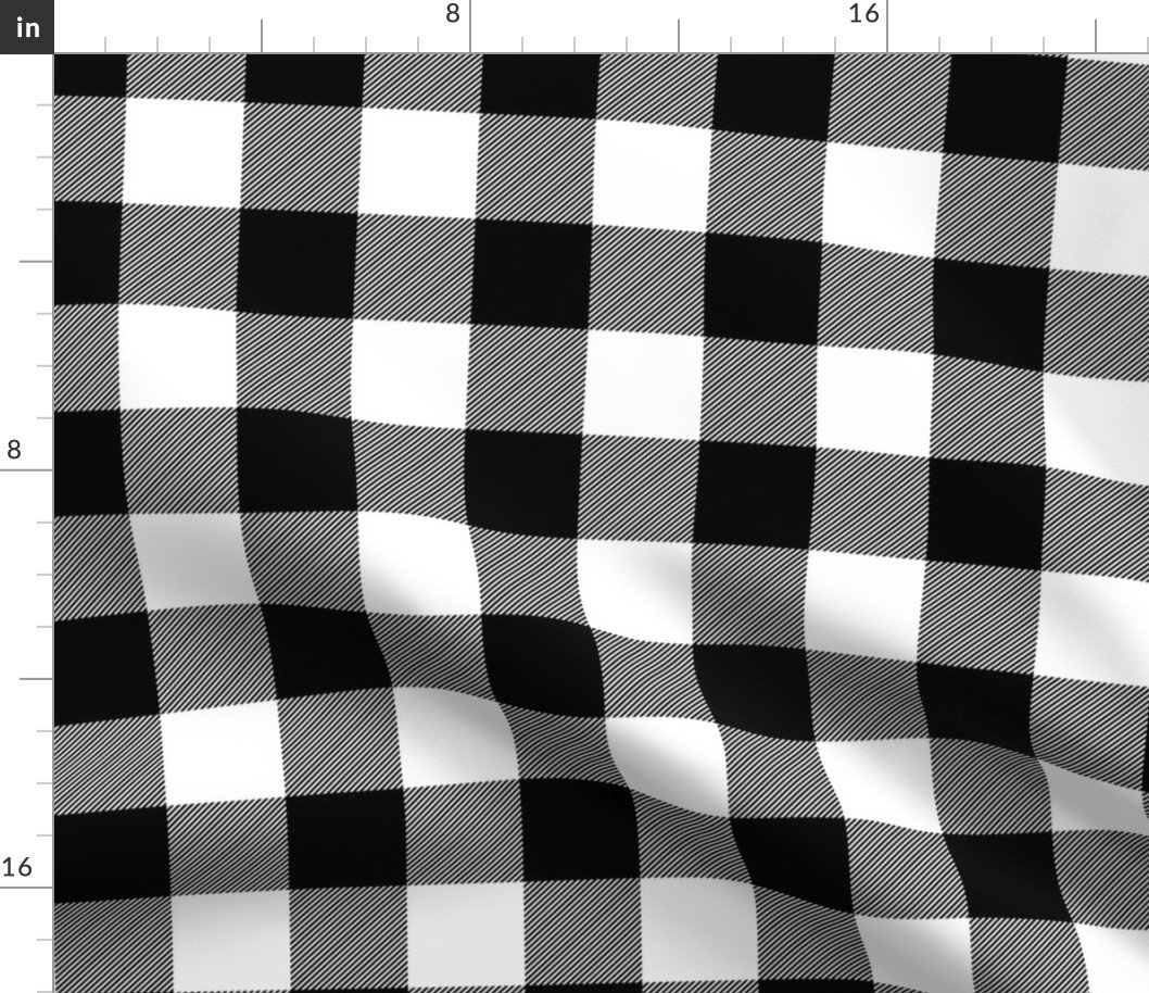 Medium Black and White Rustic Cowboy Cabin Buffalo Check Plaid 2 inch Fabric Medium Black and White Rustic Cowboy Cabin Buffalo Check Plaid 2 inch Fabric